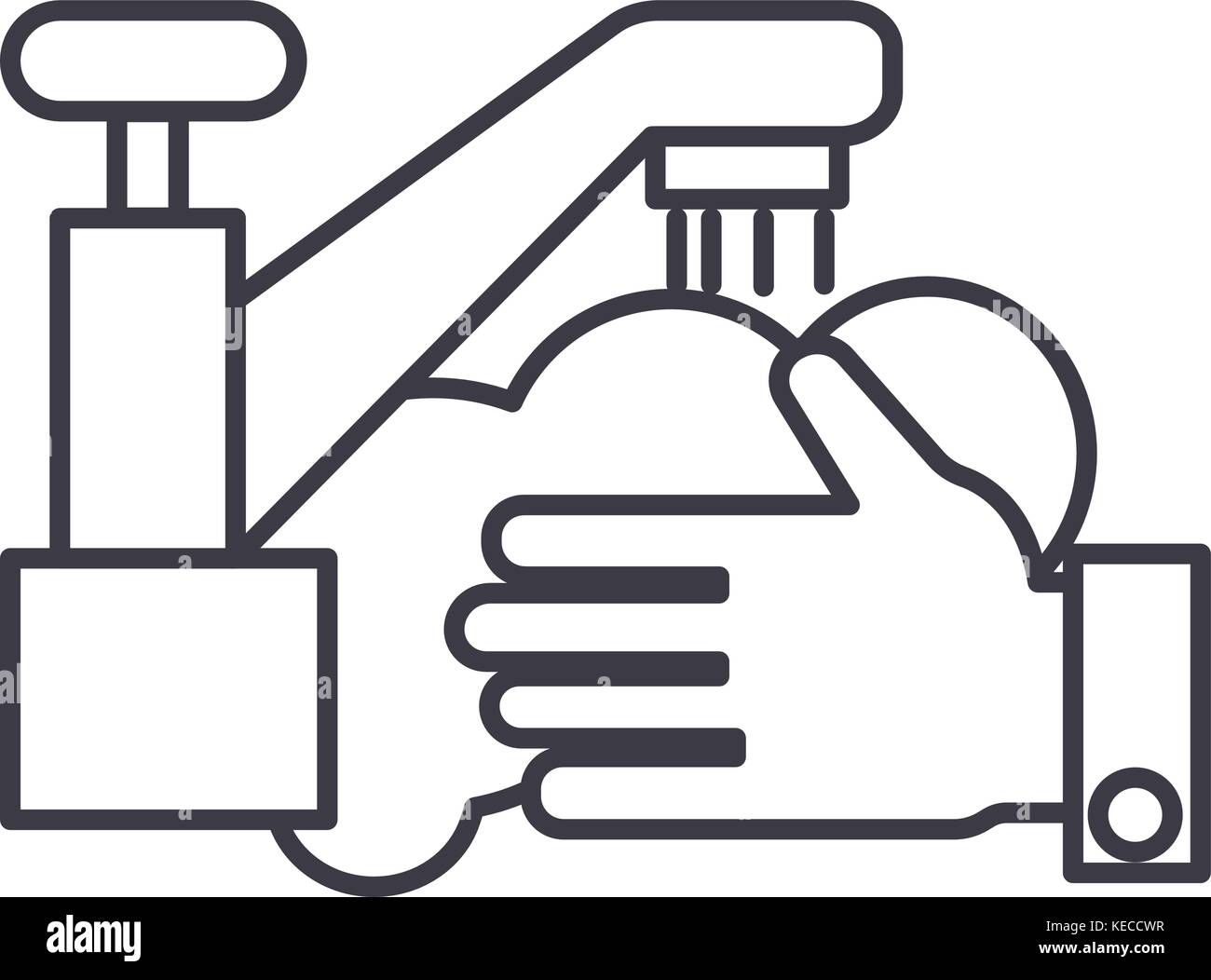 Lavaggio delle mani,lavare gru linea del vettore icona, segno, illustrazione su sfondo, corse modificabile Illustrazione Vettoriale