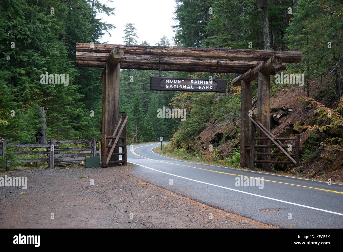 Ingresso al parco di Monte Rainer National Park, WA. Foto Stock