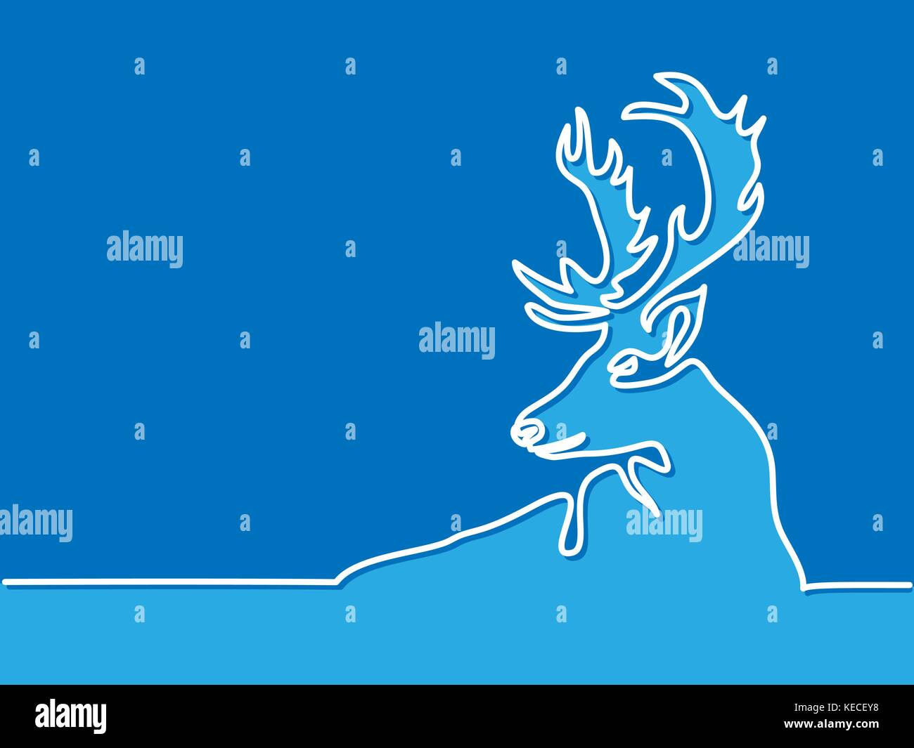 Rappresentazione in linea continua di natale renne Illustrazione Vettoriale