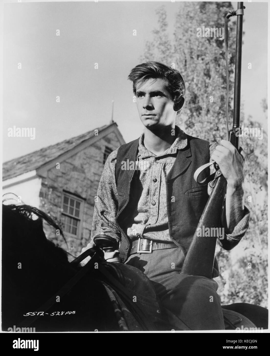Anthony Perkins, sul set del film "friendly persuasione', Allied Artists, 1956 Foto Stock