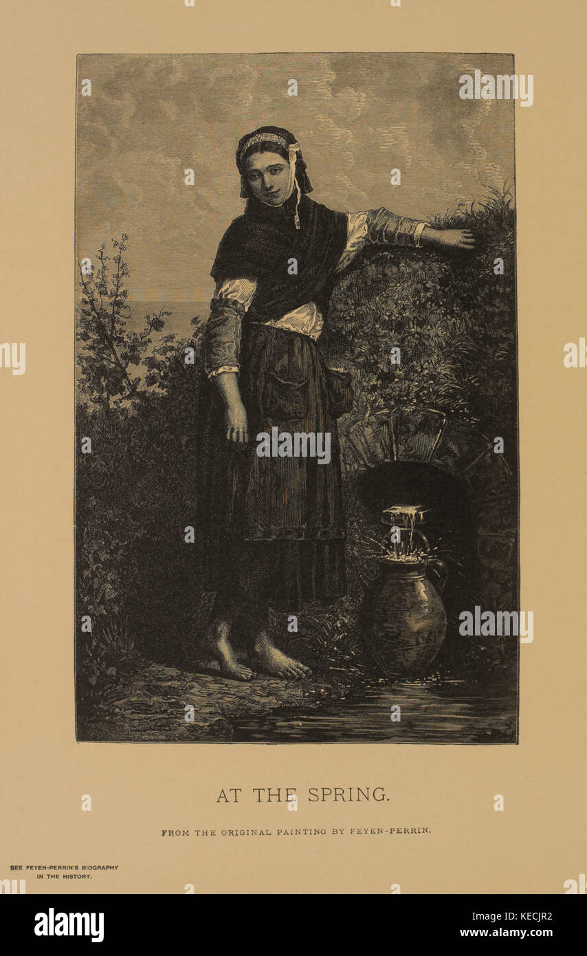 A molla, fotoincisione stampa da dipinto originale di Auguste feyen-Perrin, i capolavori di arte francese da louis viardot, pubblicato da rotocalco goupil et Cie, Paris, 1882, gebbie & Co., Philadelphia, 1883 Foto Stock