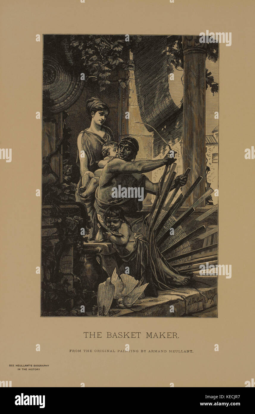 Il cestello maker, xilografia incisione da dipinto originale di armand heullant, i capolavori di arte francese da louis viardot, pubblicato da rotocalco goupil et Cie, Paris, 1882, gebbie & Co., Philadelphia, 1883 Foto Stock