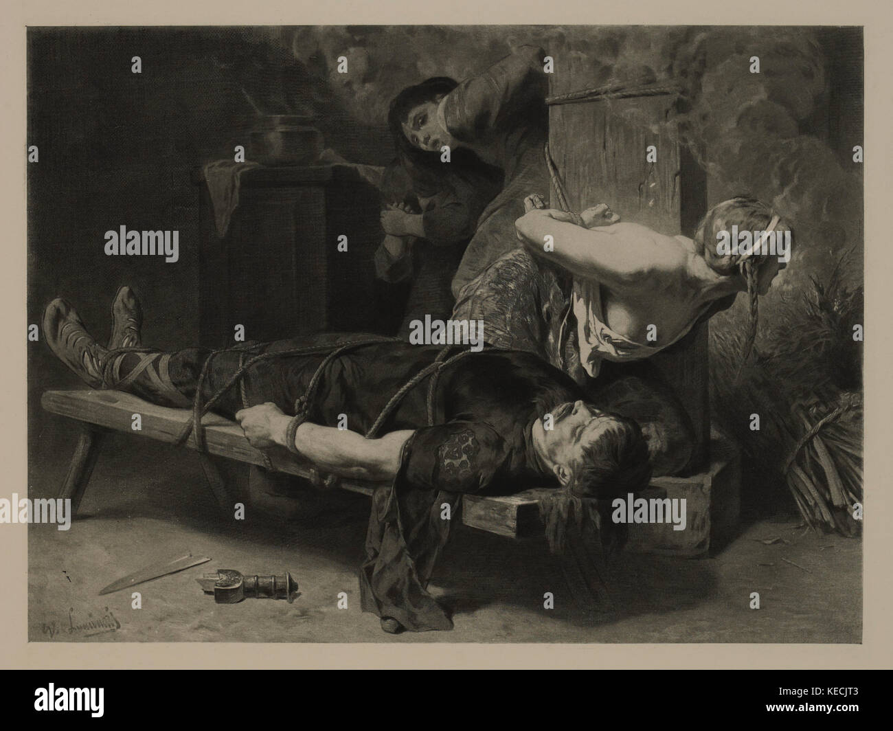 Morte di Chramn, Fotogravure Stampa dalla pittura originale di Évariste Vital Luminais, i capolavori dell'arte francese di Louis Viardot, pubblicato da Gravure Gooupil et Cie, Parigi, 1882, Gebbie & Co., Philadelphia, 1883 Foto Stock