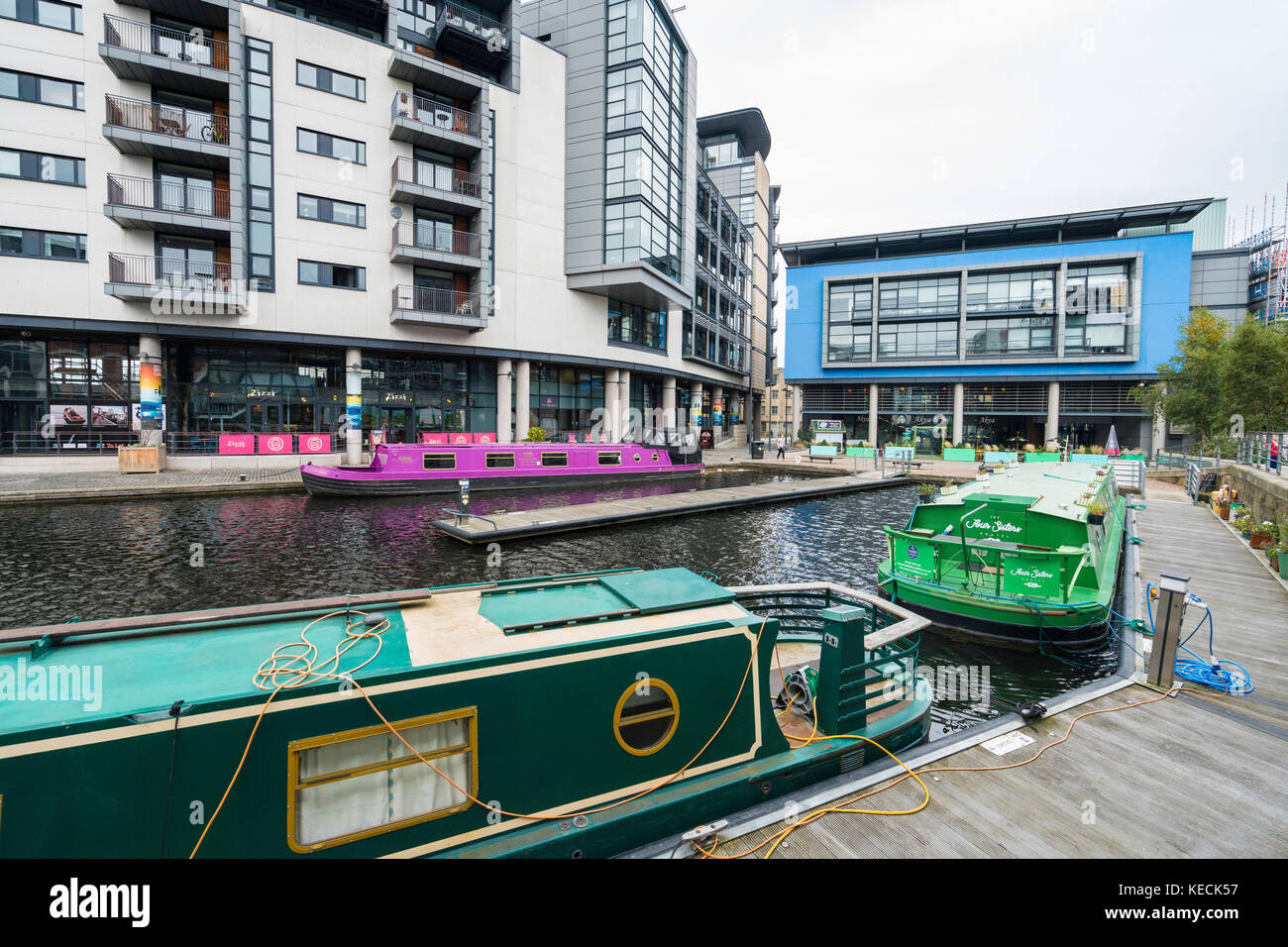 Fountainbridge sviluppo di proprietà sul canale a Edimburgo, Scozia, Regno Unito. Foto Stock