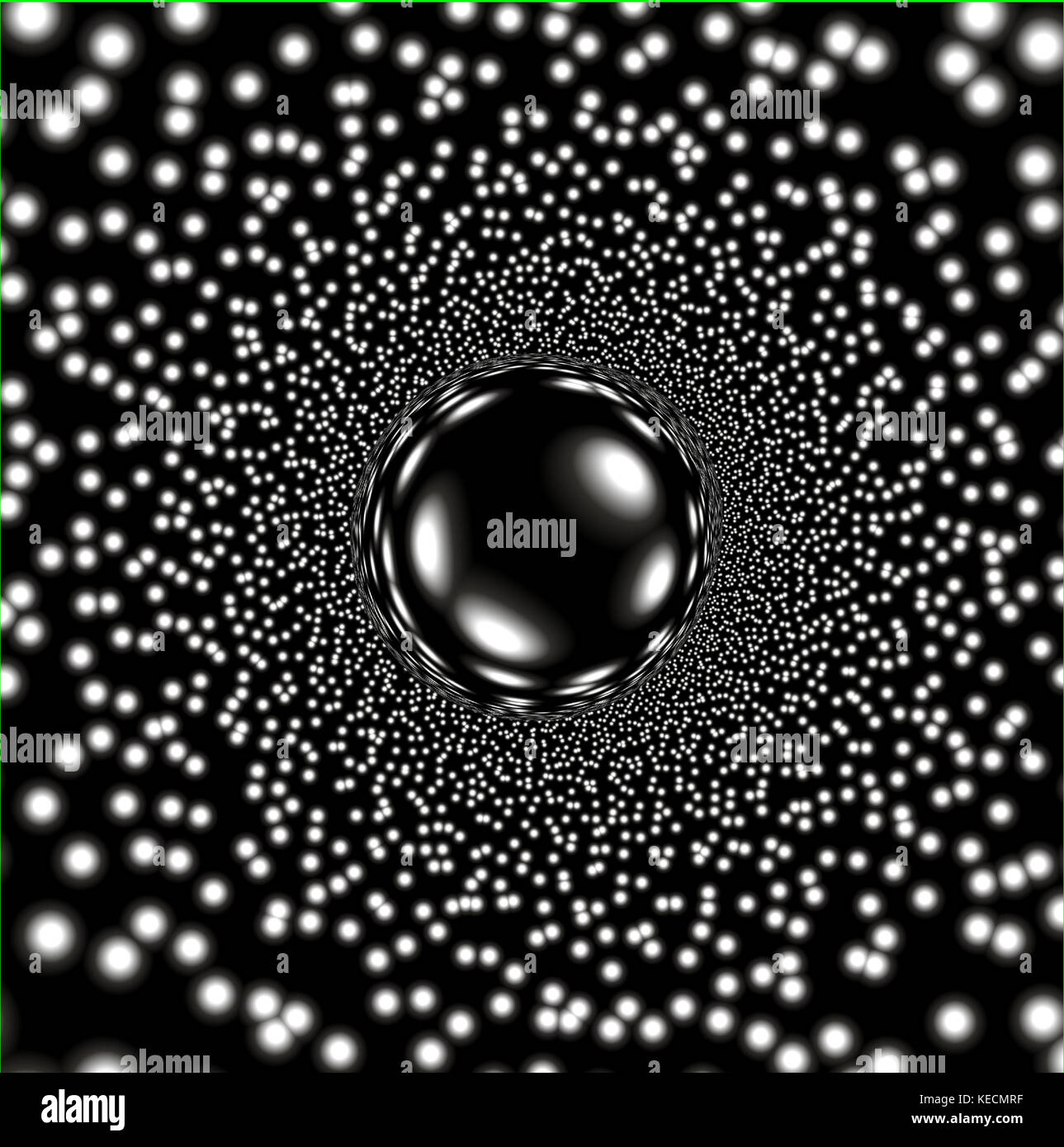 Una misteriosa sfera specchiata circondato da punti di luce. Foto Stock