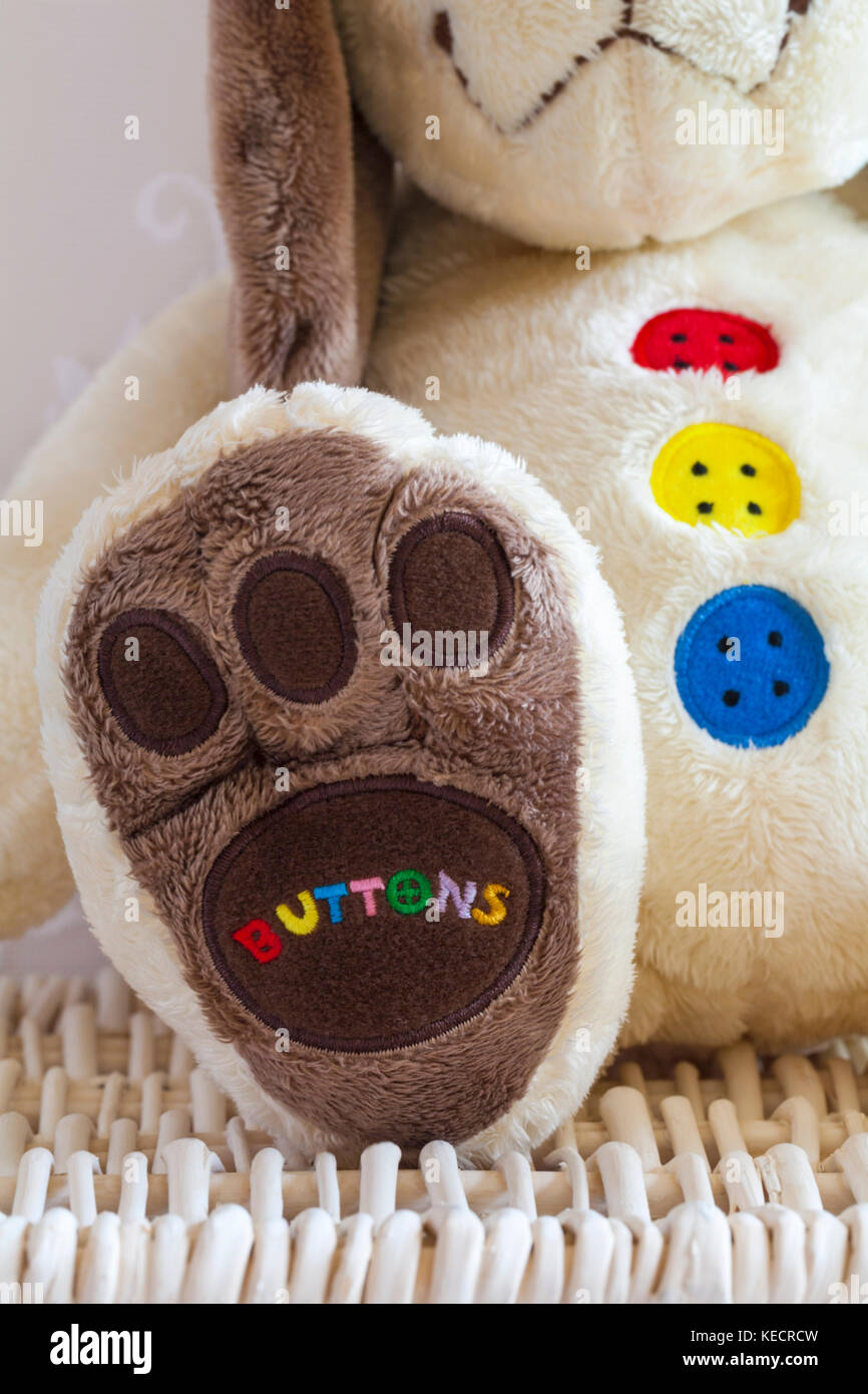 Chiudere i dettagli di pulsanti soft peluche Foto Stock