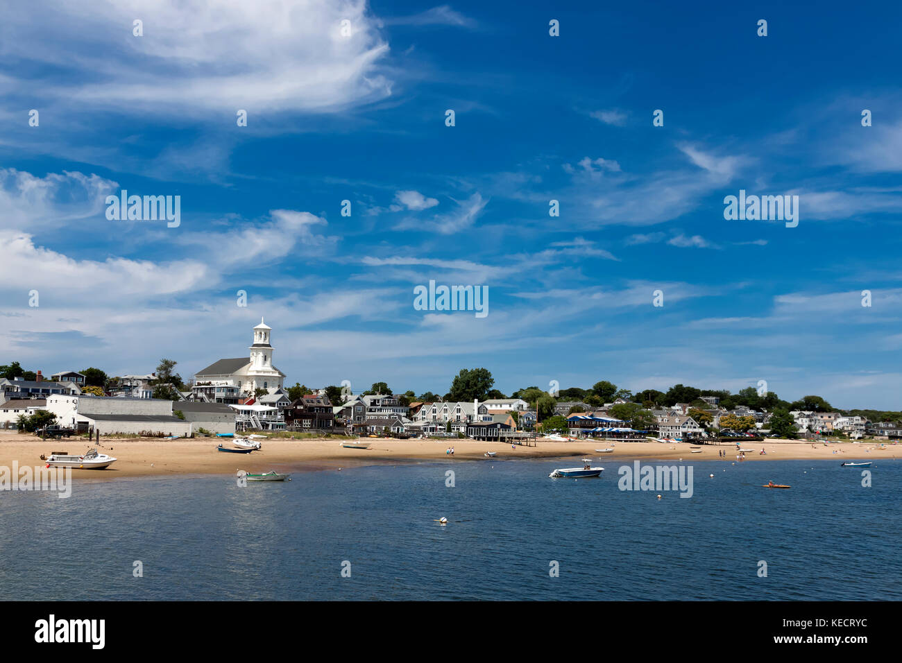 A Provincetown waterfront guardando verso la East End della città. Foto Stock