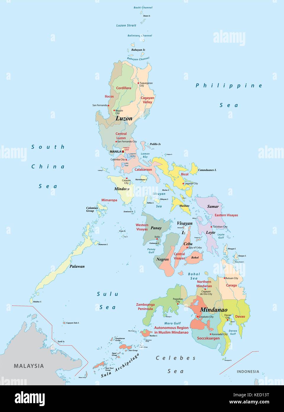 Filippine mappa amministrativa Illustrazione Vettoriale