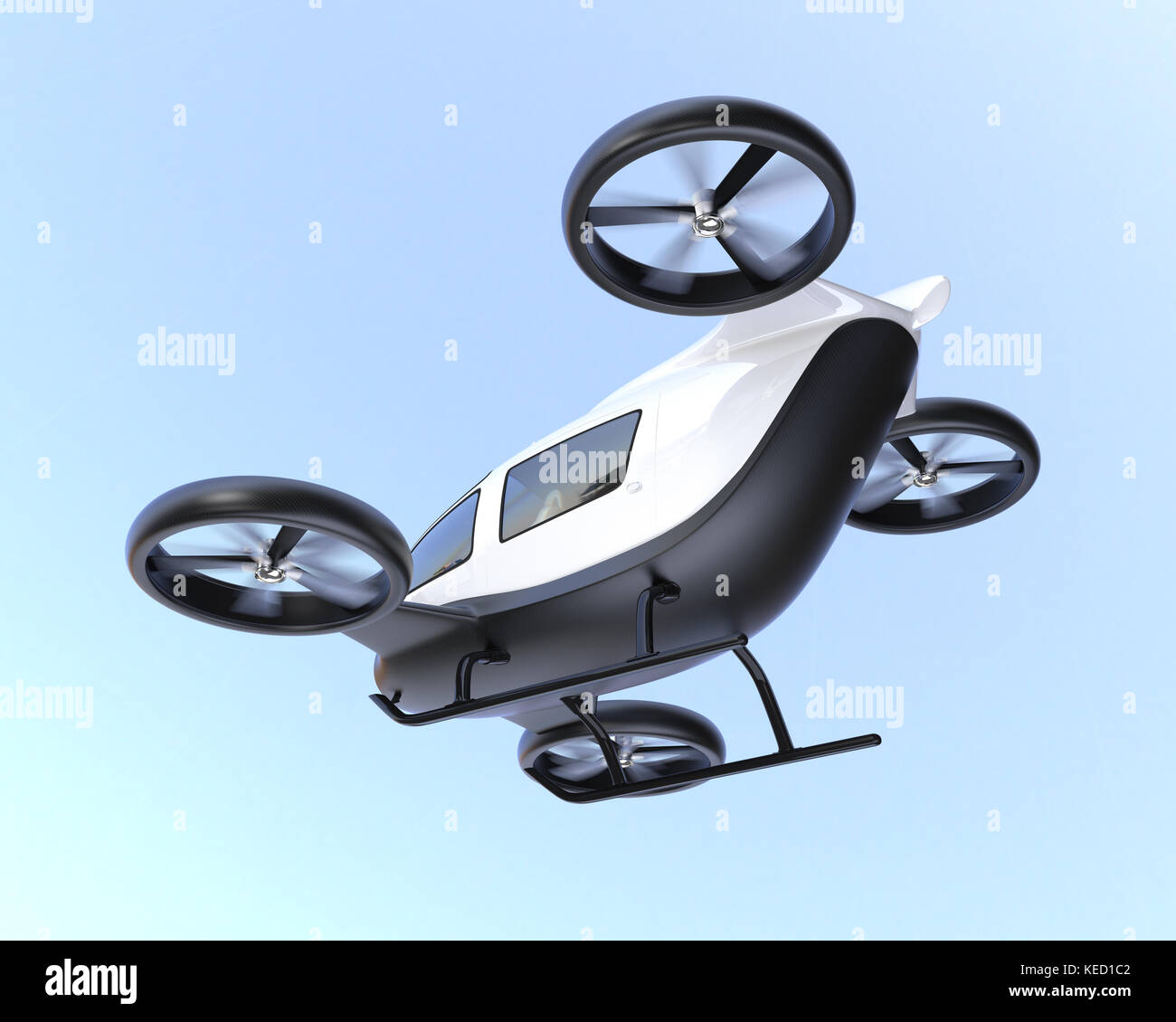 White self-guida drone passeggero volare nel cielo. Il rendering  3d'immagine Foto stock - Alamy