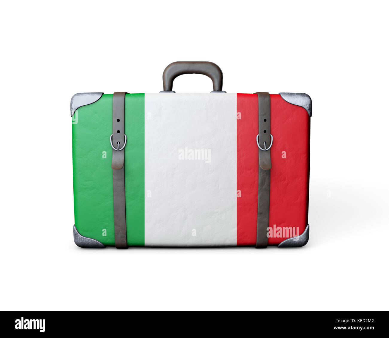 Bandiera dell'Italia su una pelle vintage valigia. Il rendering 3D Foto  stock - Alamy