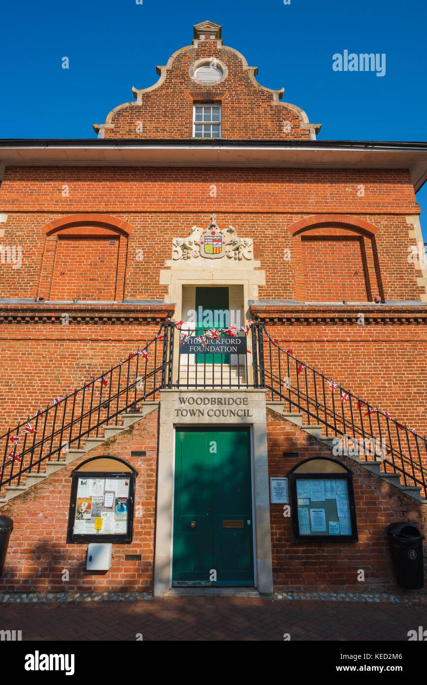 Woodbridge, città del Suffolk, vista del municipio olandese a Woodbridge, Suffolk, Inghilterra, Regno Unito. Foto Stock