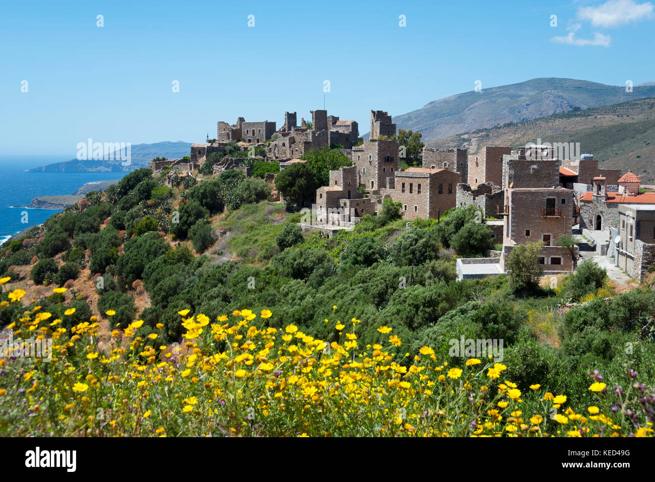 Vathia, mani, Laconia, Peloponneso, Grecia Foto Stock