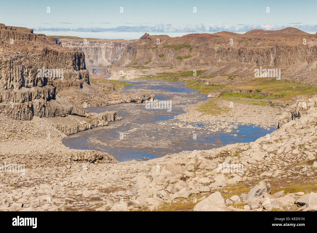 Jokulsa a fjollum canyon. è il secondo fiume più lungo dell'Islanda. Esso correnti sopra le cascate di Selfoss e dettifoss. Foto Stock