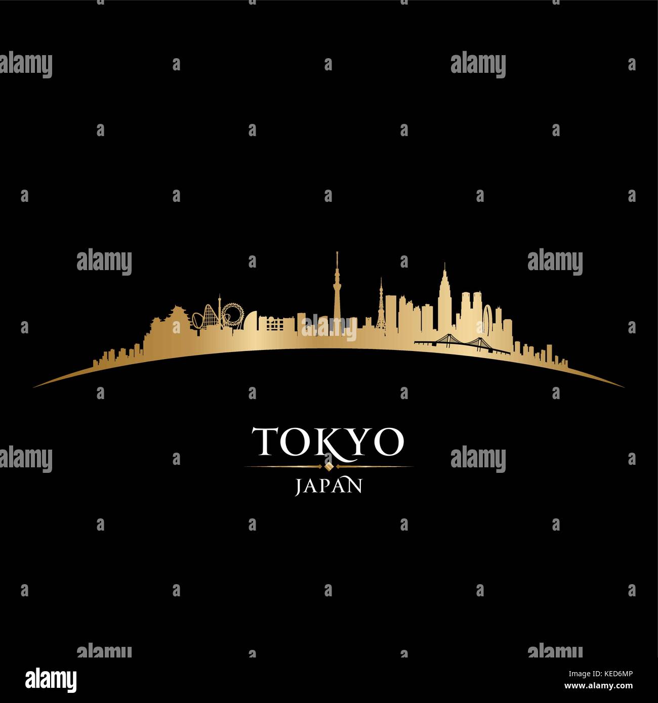 Tokyo Giappone skyline dettagliata silhouette vettoriali Illustrazione Vettoriale