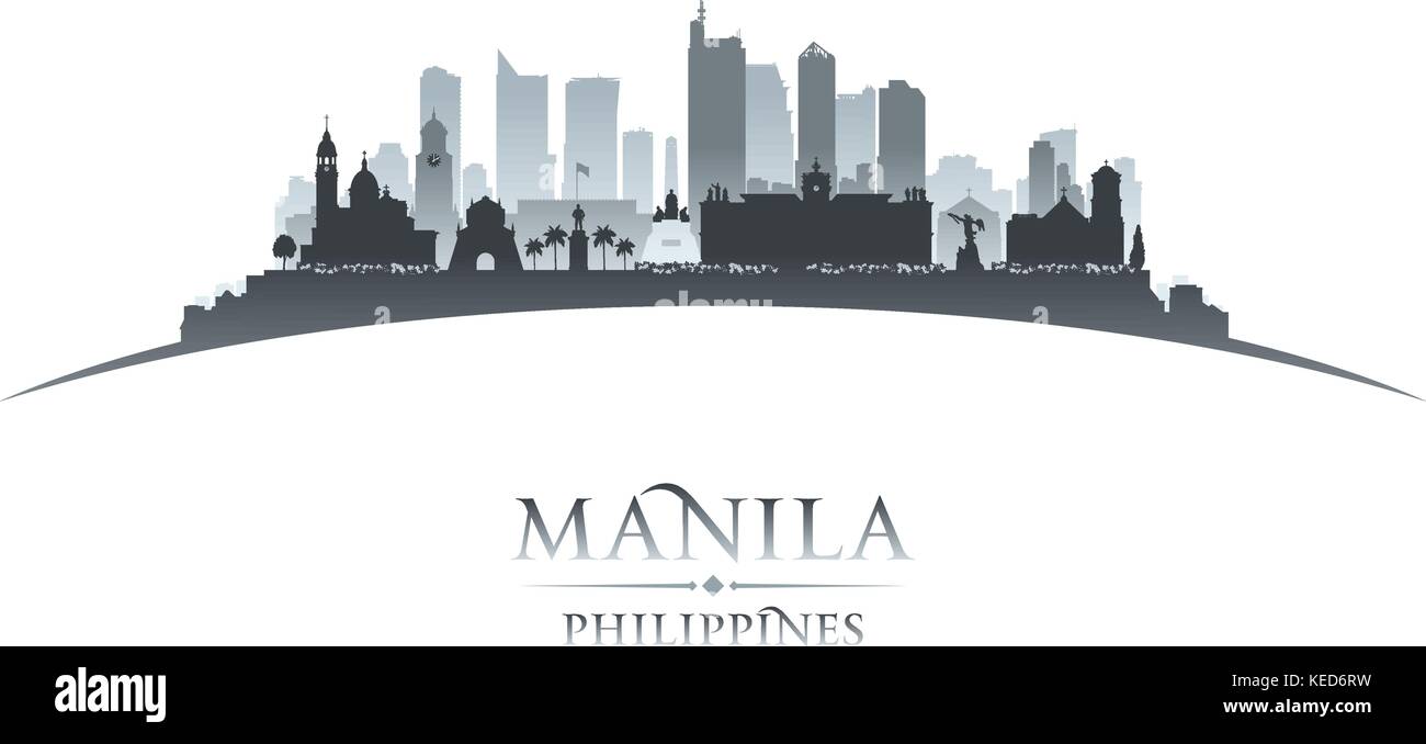 Manila Filippine skyline della città silhouette. Illustrazione Vettoriale Illustrazione Vettoriale