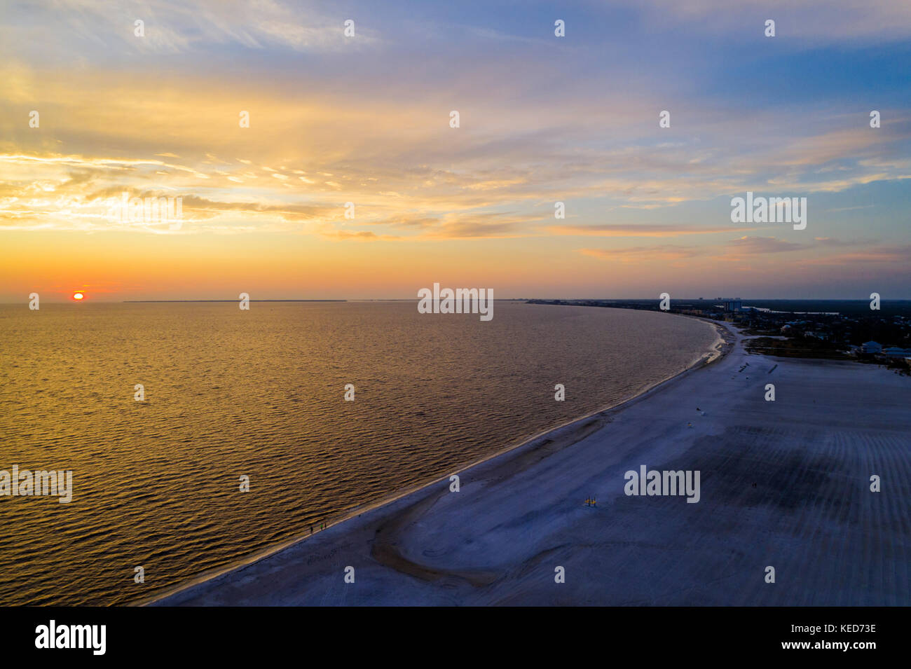 Fort ft. Myers Beach Florida, Estero Barrier Island, Golfo del Messico, vista aerea dall'alto, sabbia, acqua, tramonto, FL17092810d Foto Stock