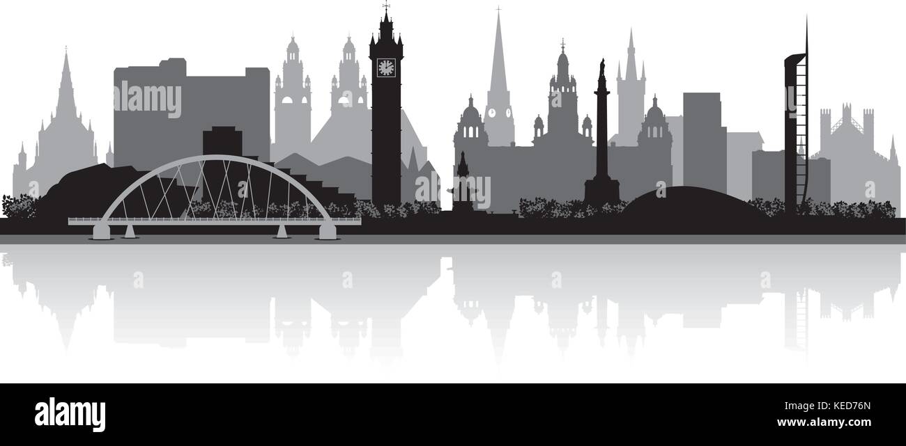 Glasgow city skyline silhouette illustrazione vettoriale Illustrazione Vettoriale