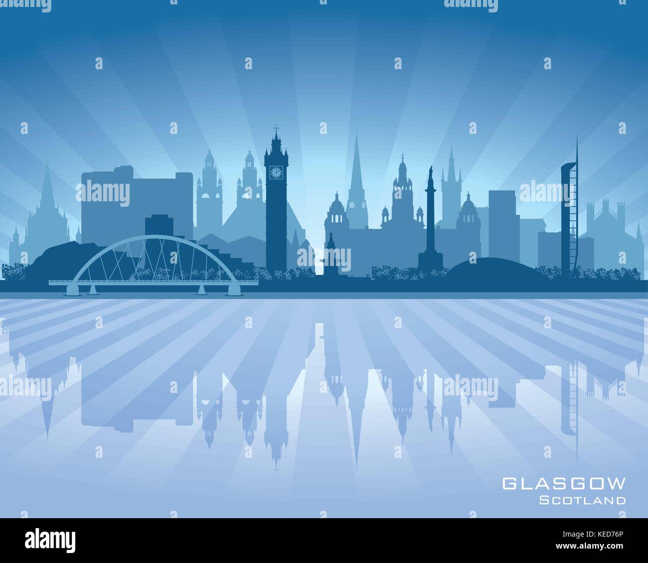 Glasgow Scozia città skyline silhouette illustrazione vettoriale Illustrazione Vettoriale