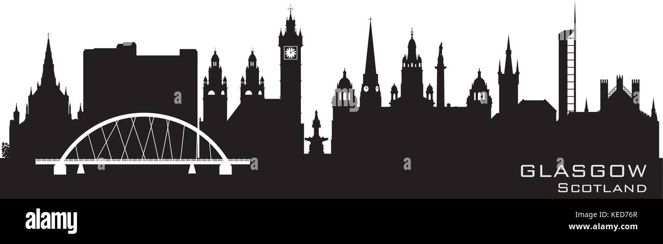 Glasgow Scozia skyline della città vettore dettagliate silhouette Illustrazione Vettoriale