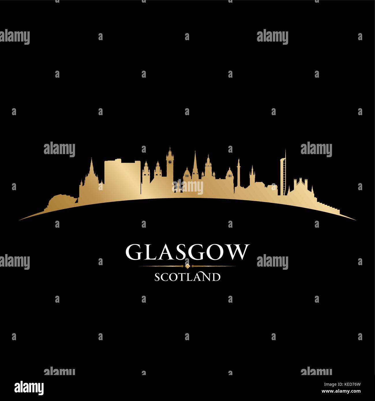 Glasgow Scozia skyline della città silhouette. Illustrazione Vettoriale Illustrazione Vettoriale