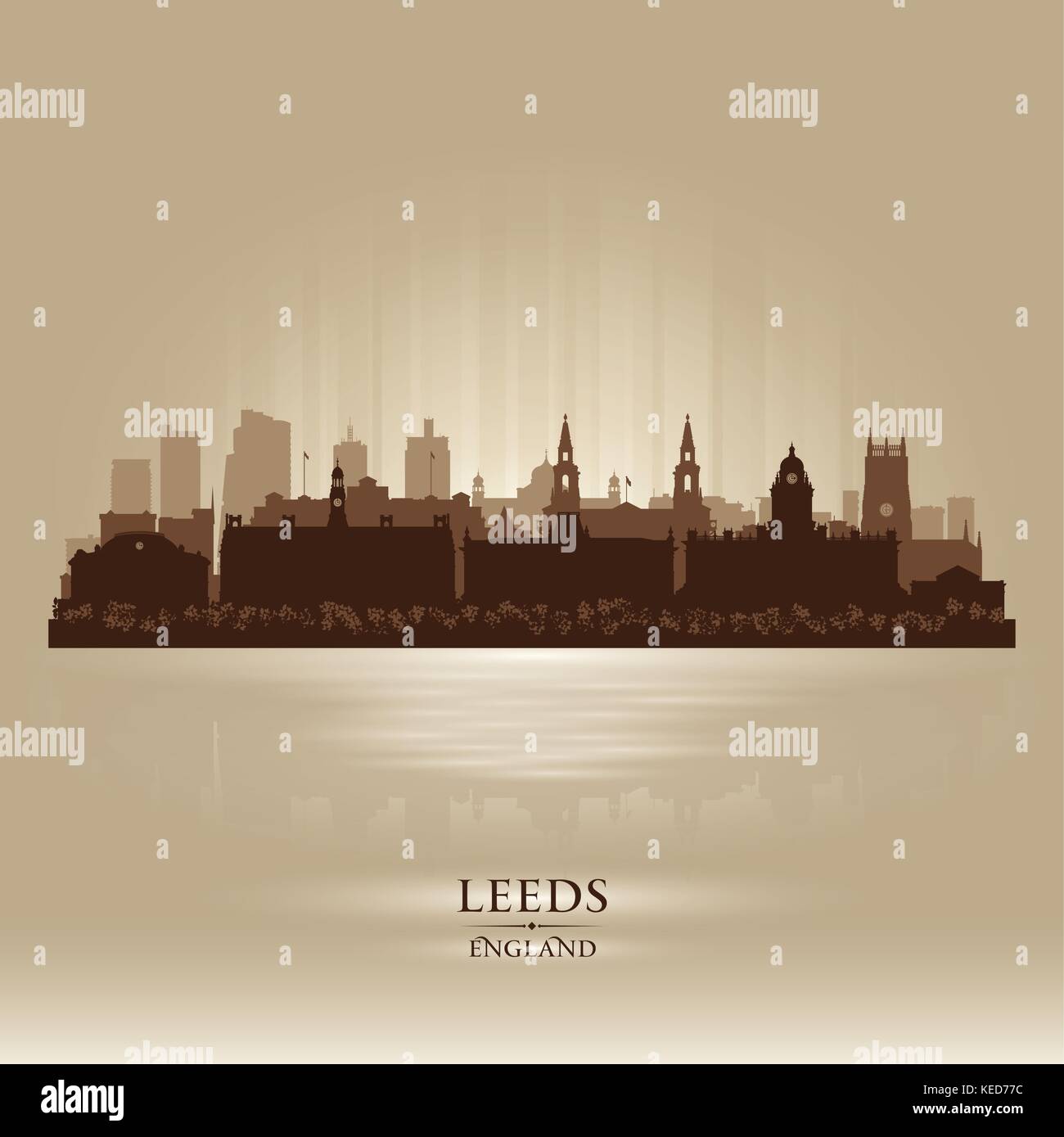 Leeds Inghilterra skyline silhouette della città Illustrazione Vettoriale