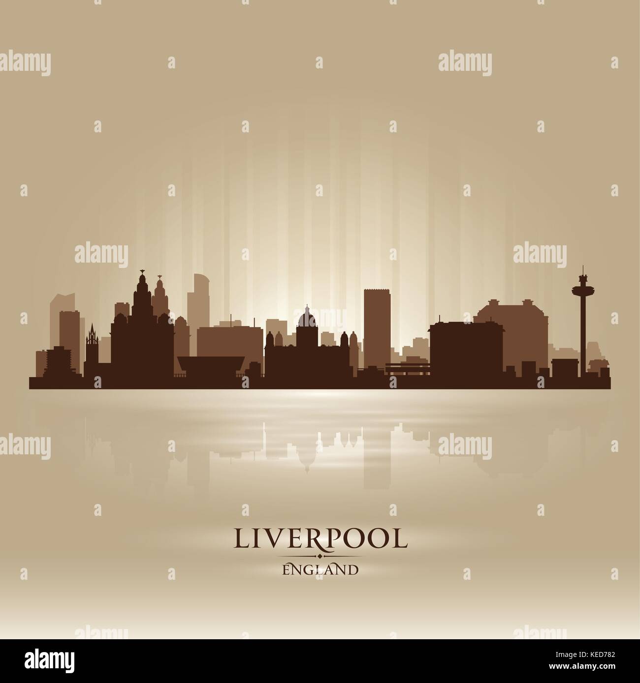 Liverpool England skyline silhouette della città Illustrazione Vettoriale