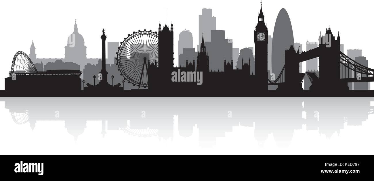 London city skyline silhouette illustrazione vettoriale Illustrazione Vettoriale