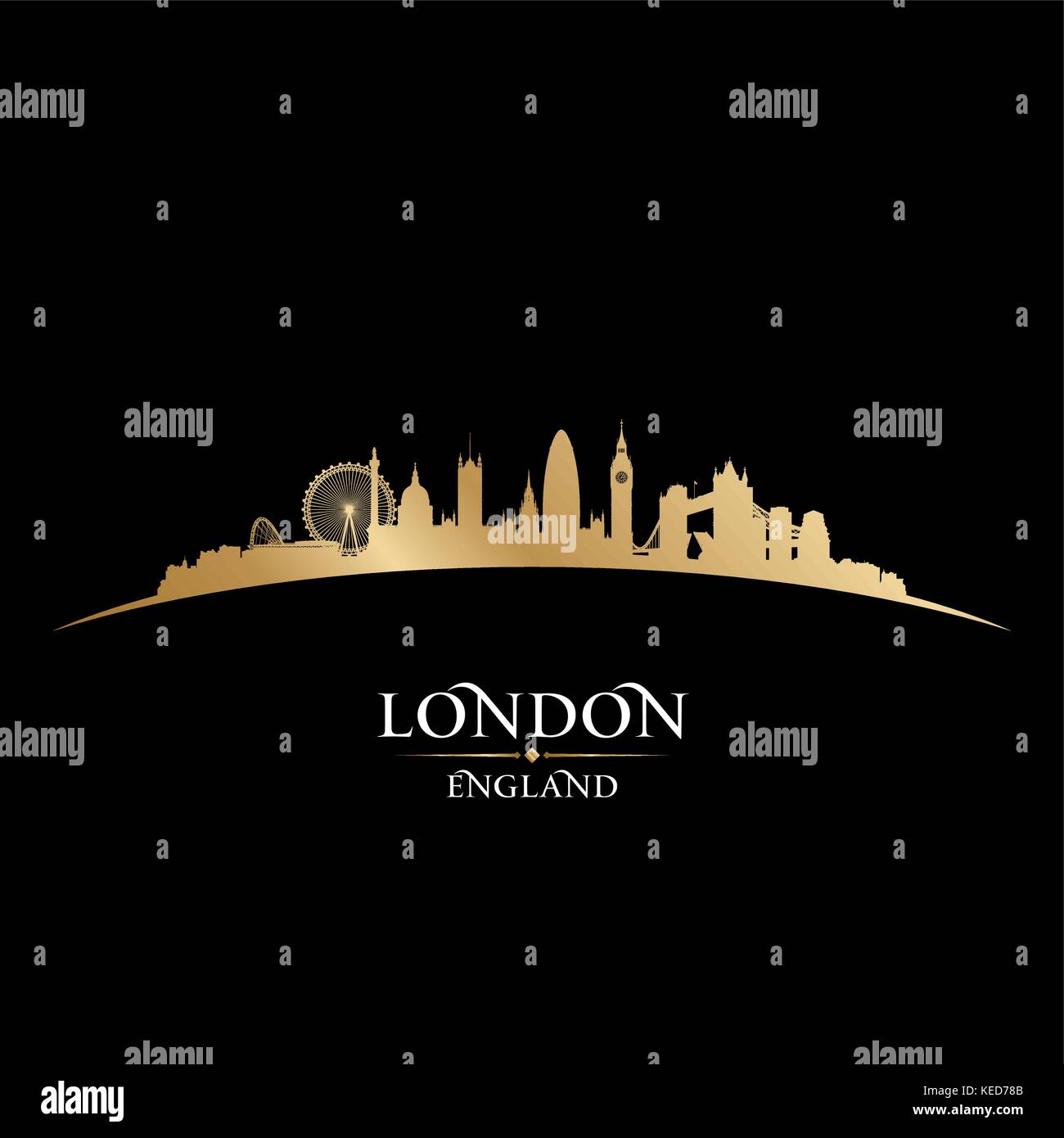 Londra Inghilterra dello skyline della città silhouette. Illustrazione Vettoriale Illustrazione Vettoriale