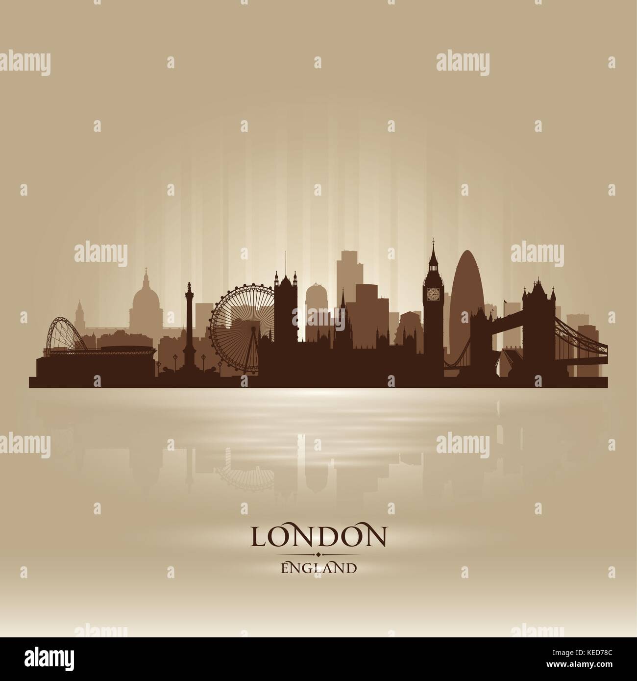 Londra Inghilterra skyline silhouette della città Illustrazione Vettoriale