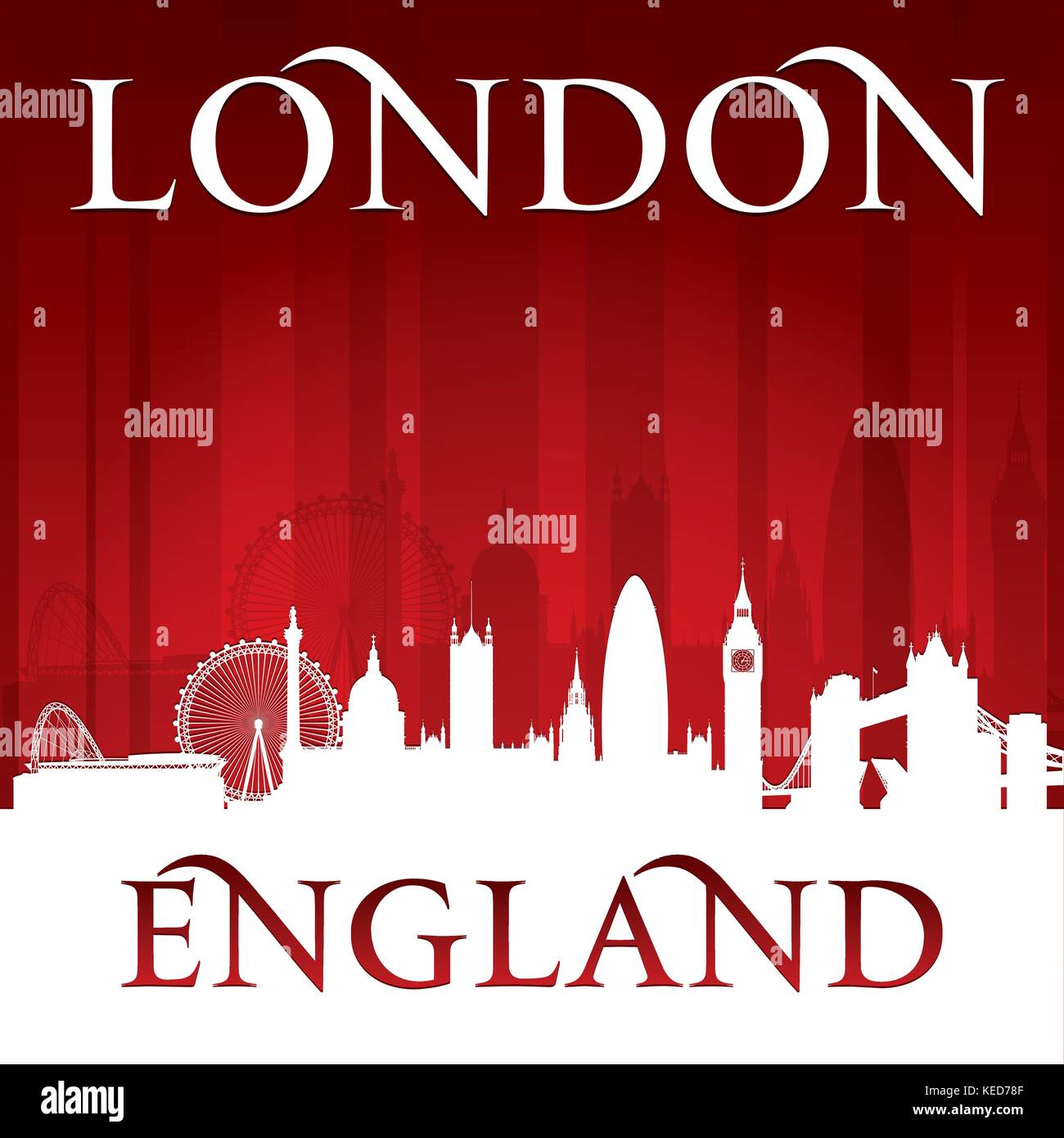 Londra Inghilterra dello skyline della città silhouette. Illustrazione Vettoriale Illustrazione Vettoriale