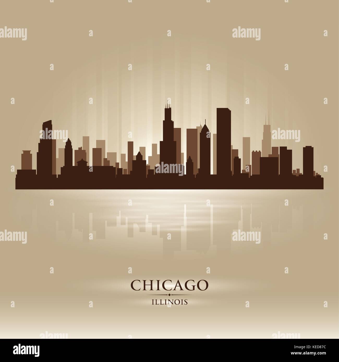 Chicago, Illinois skyline silhouette della città Illustrazione Vettoriale