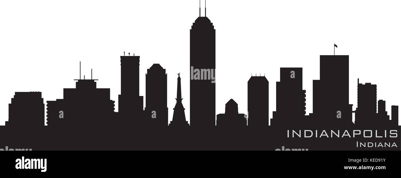 Indianapolis, Indiana skyline. Vettore dettagliate silhouette Illustrazione Vettoriale