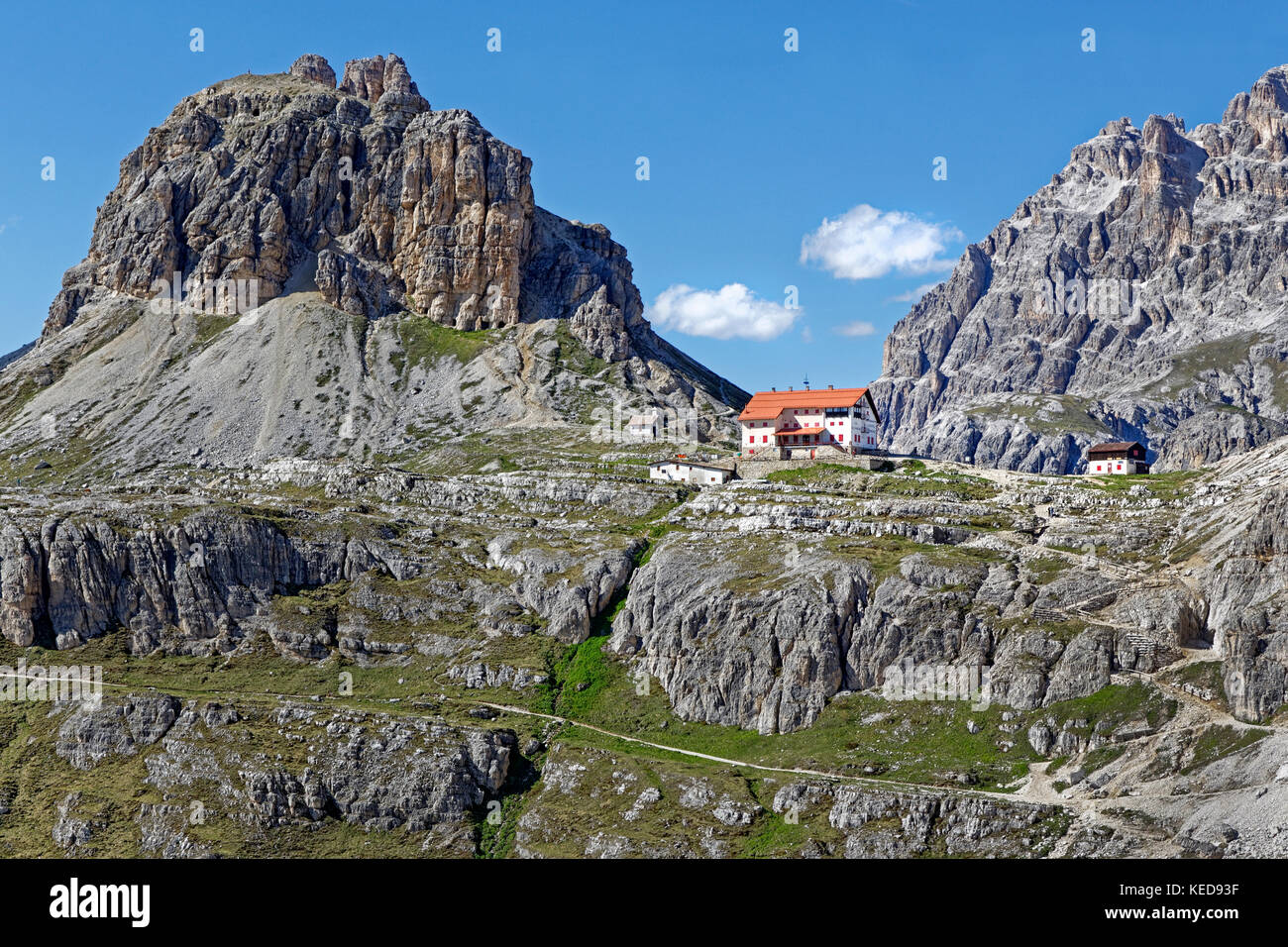 Dreizinnenhüdreizinnenhut, nel retro sextnerstein, nationalpark Dolomiti di Sesto, alto adige, italia, europa Foto Stock