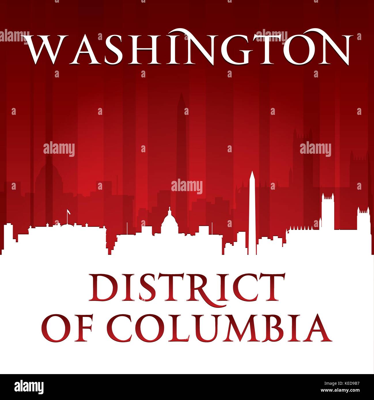 Washington DC e dello skyline della città silhouette. Illustrazione Vettoriale Illustrazione Vettoriale