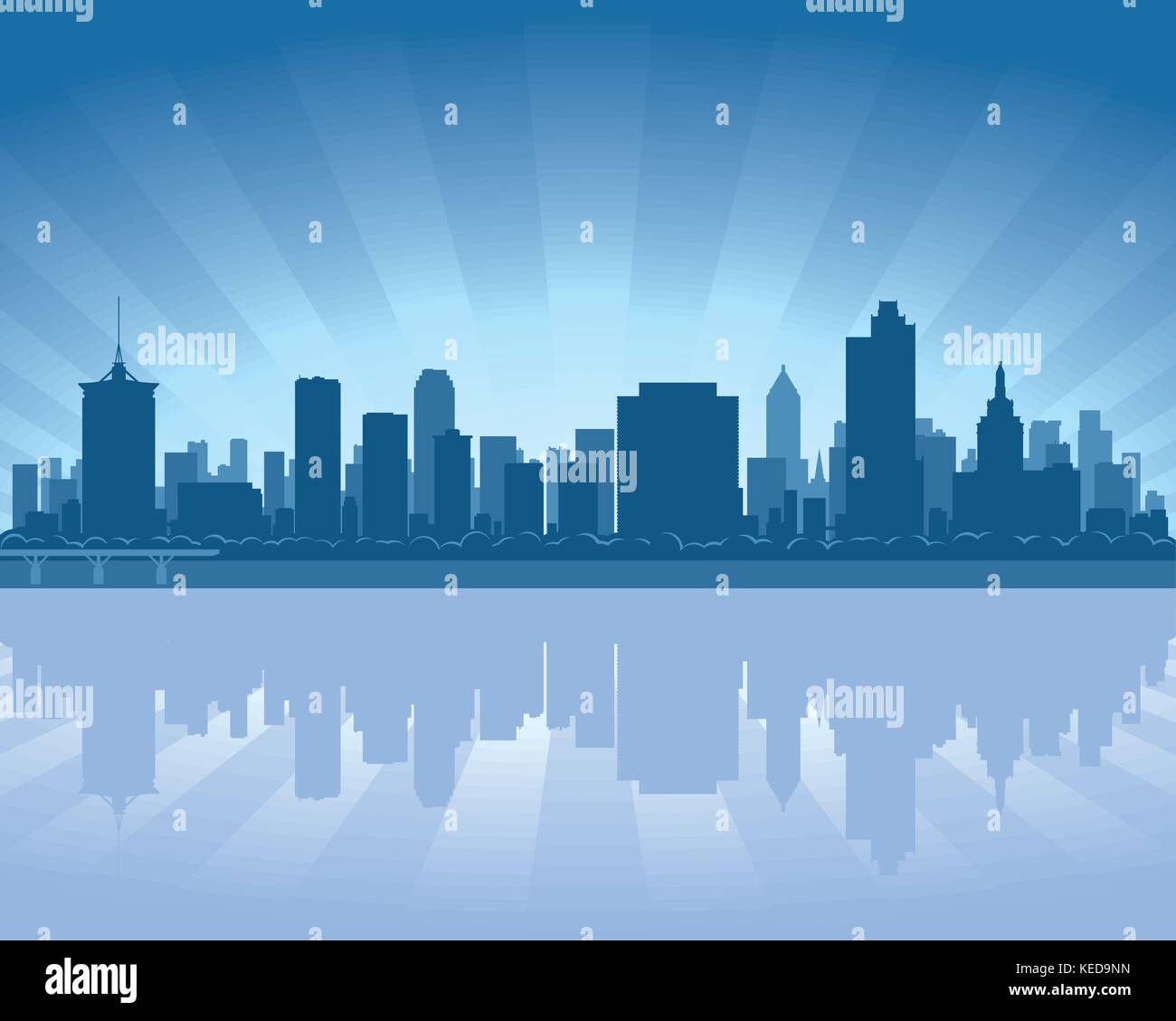 Tulsa, Oklahoma skyline con la riflessione in acqua Illustrazione Vettoriale