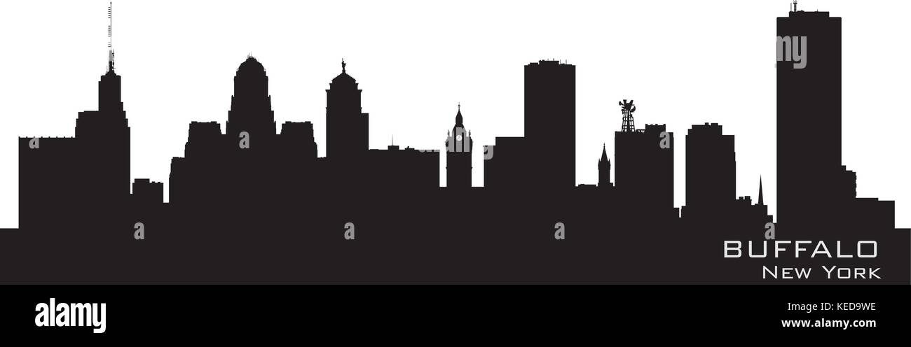 Buffalo, New York. Dettagliata la silhouette della città. Illustrazione Vettoriale Illustrazione Vettoriale