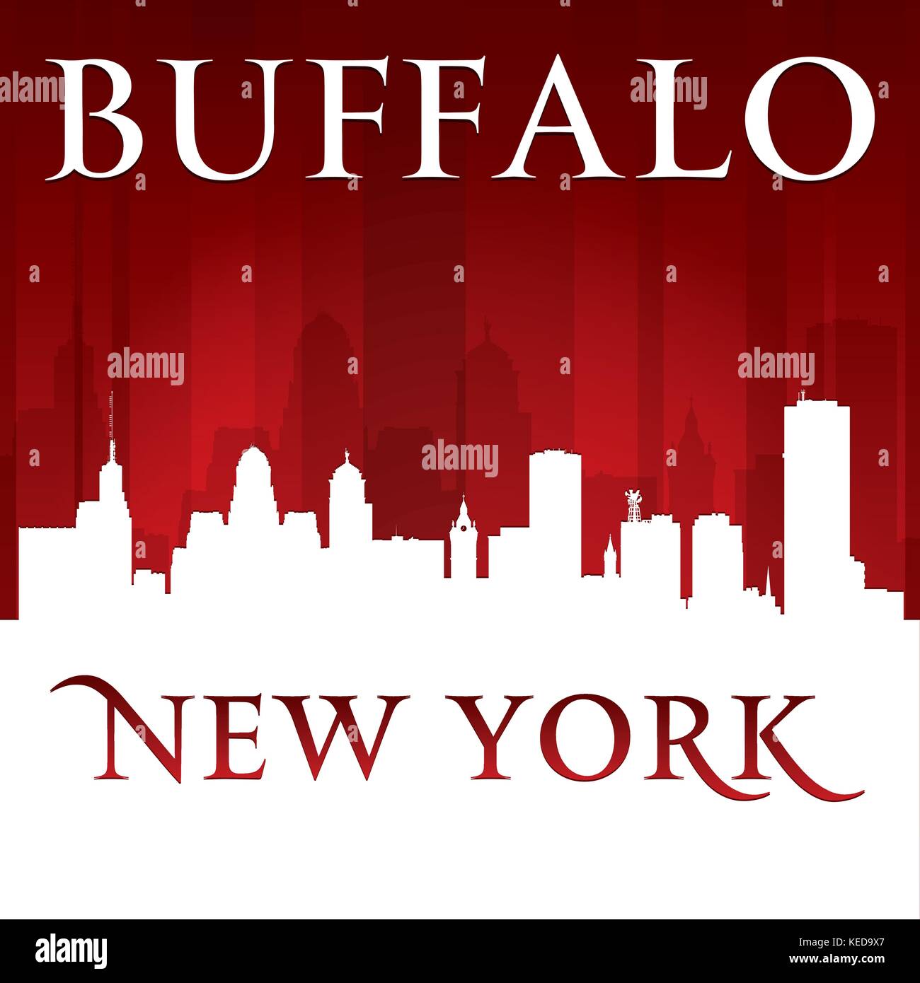 Buffalo New York skyline della città silhouette. Illustrazione Vettoriale Illustrazione Vettoriale