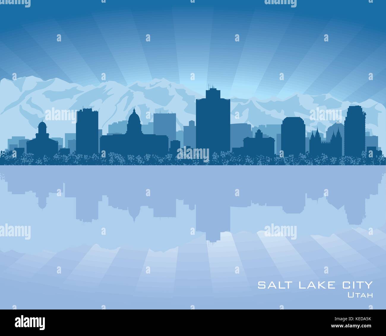 Salt Lake City, Utah skyline silhouette della città Illustrazione Vettoriale
