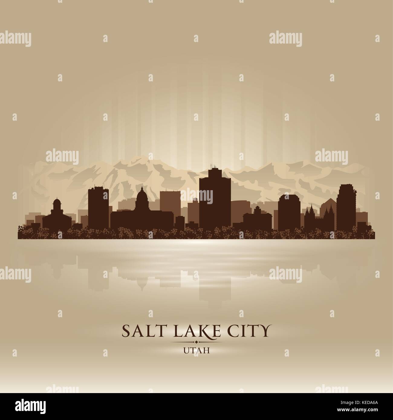 Salt Lake City, Utah skyline silhouette della città Illustrazione Vettoriale