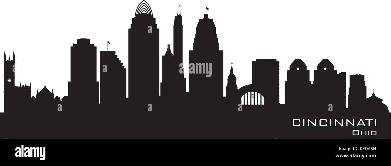 Cincinnati in Ohio skyline dettagliata silhouette vettoriali Illustrazione Vettoriale