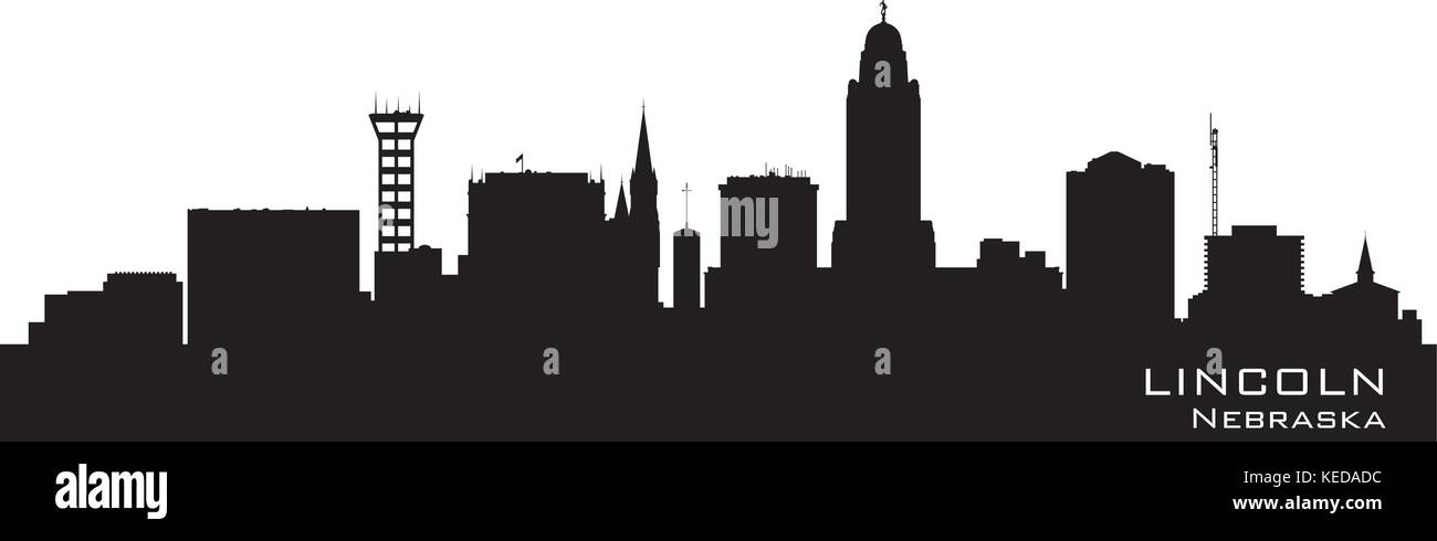 Lincoln Nebraska skyline dettagliata silhouette vettoriali Illustrazione Vettoriale