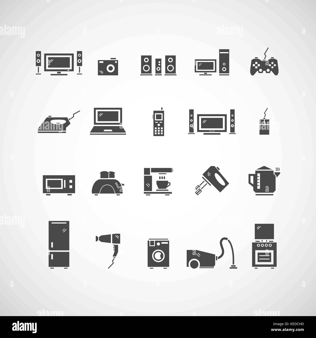Set di elettrodomestici icone eps vettoriali 8 Illustrazione Vettoriale