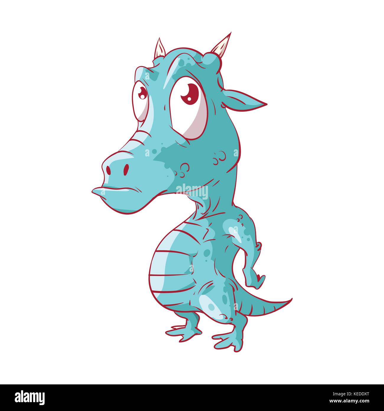 Colorata illustrazione vettoriale di un cartoon cutre baby dragon Illustrazione Vettoriale