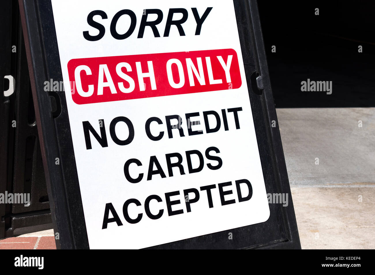 Segno solo in contanti non si accettano carte di credito Foto Stock