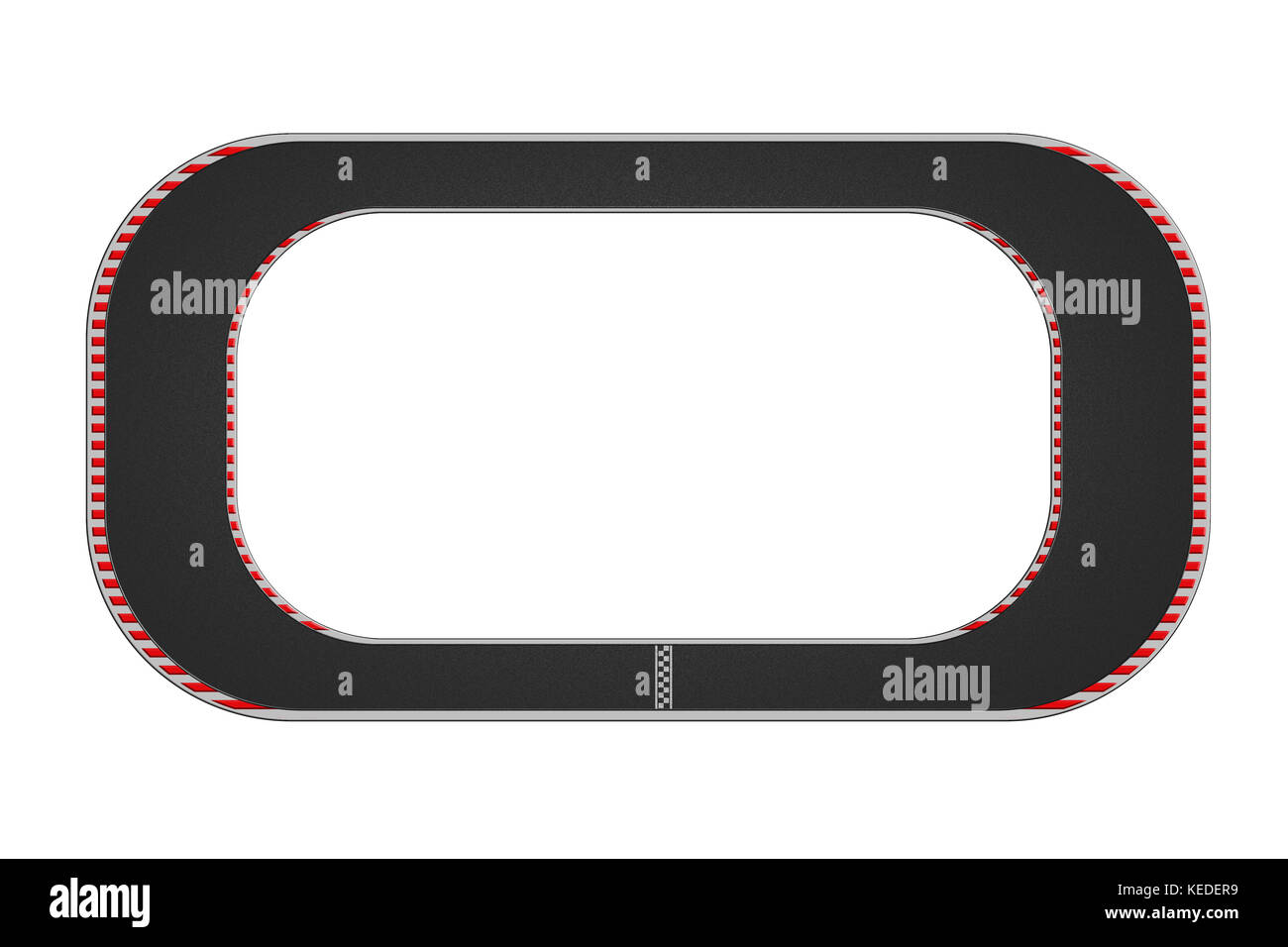 Vista superiore del circuito di gara isolare su sfondo bianco Foto Stock