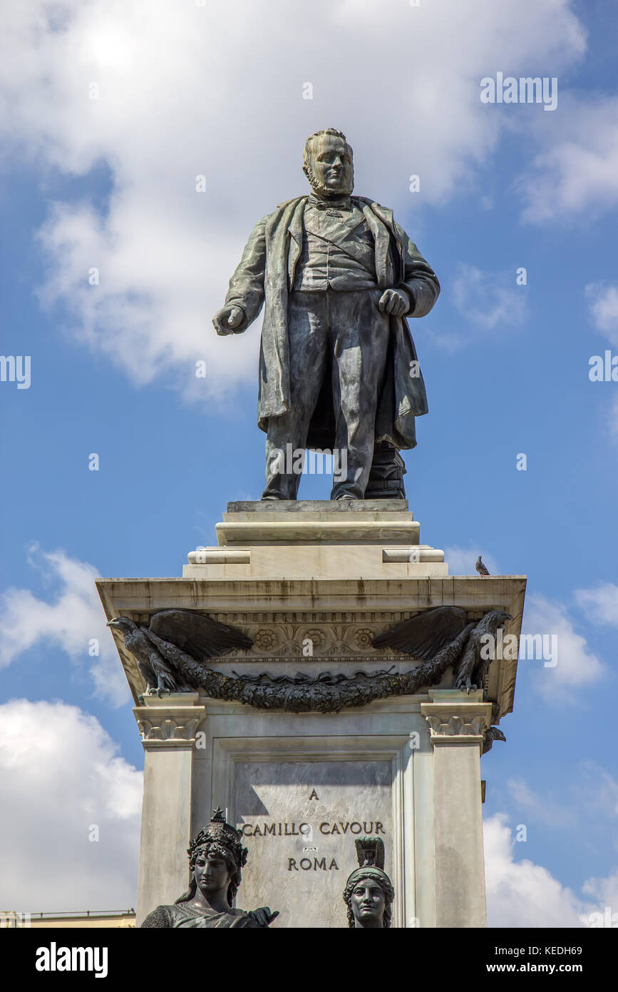 Camillo Benso, statua del Conte di Cavour a Roma Foto Stock