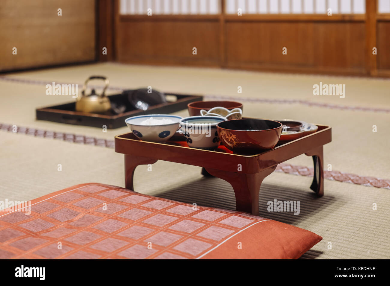 Giapponese cena servita in koya san tempio Foto Stock