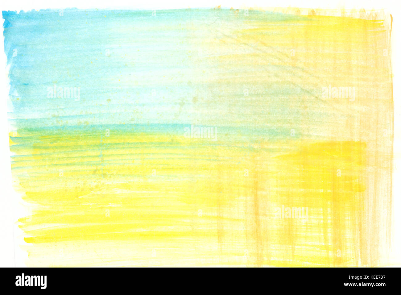 Abstract dipinte di giallo verde e blu sullo sfondo ad acquerello . Foto Stock