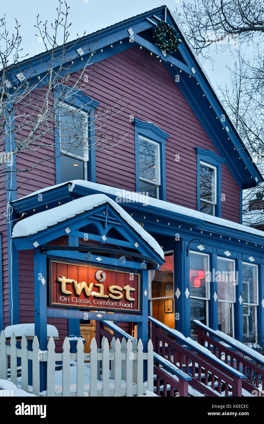 Il ristorante di torsione, Breckenridge, Colorado, STATI UNITI D'AMERICA Foto Stock