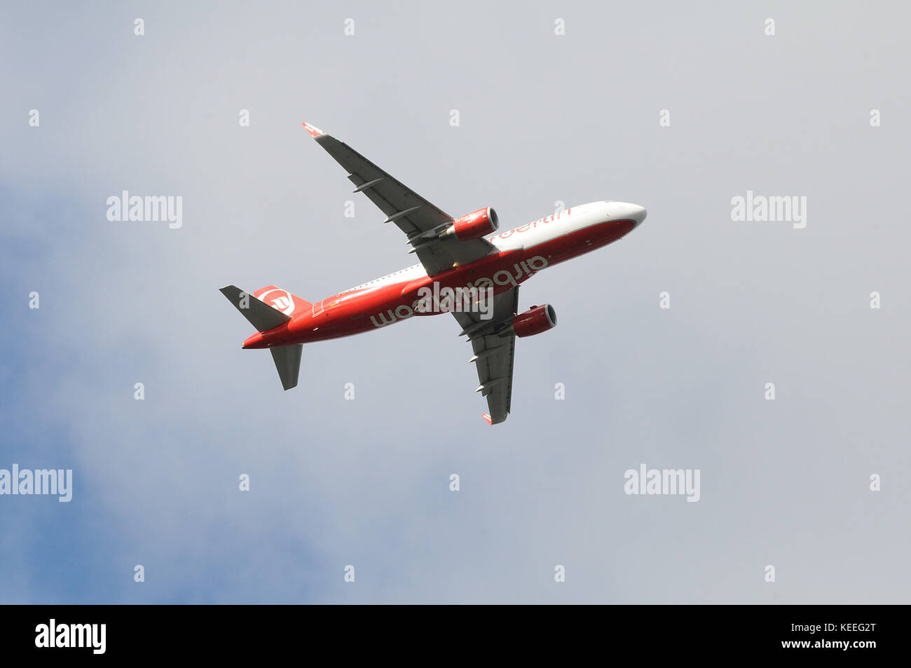 Kastrup/Copenhagen /Danimarca - 08 ottobre 2017. Volo aereo in aereo sull'aeroporto internazionale Kastrup di Copenhagn con volo diretto a Berlino Germania . Foto Stock